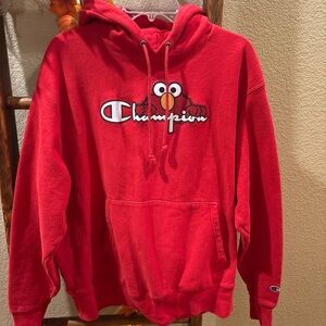 Sesame Street Champion Elmo Hoodie Sweatshirt Reverse Weave Size L